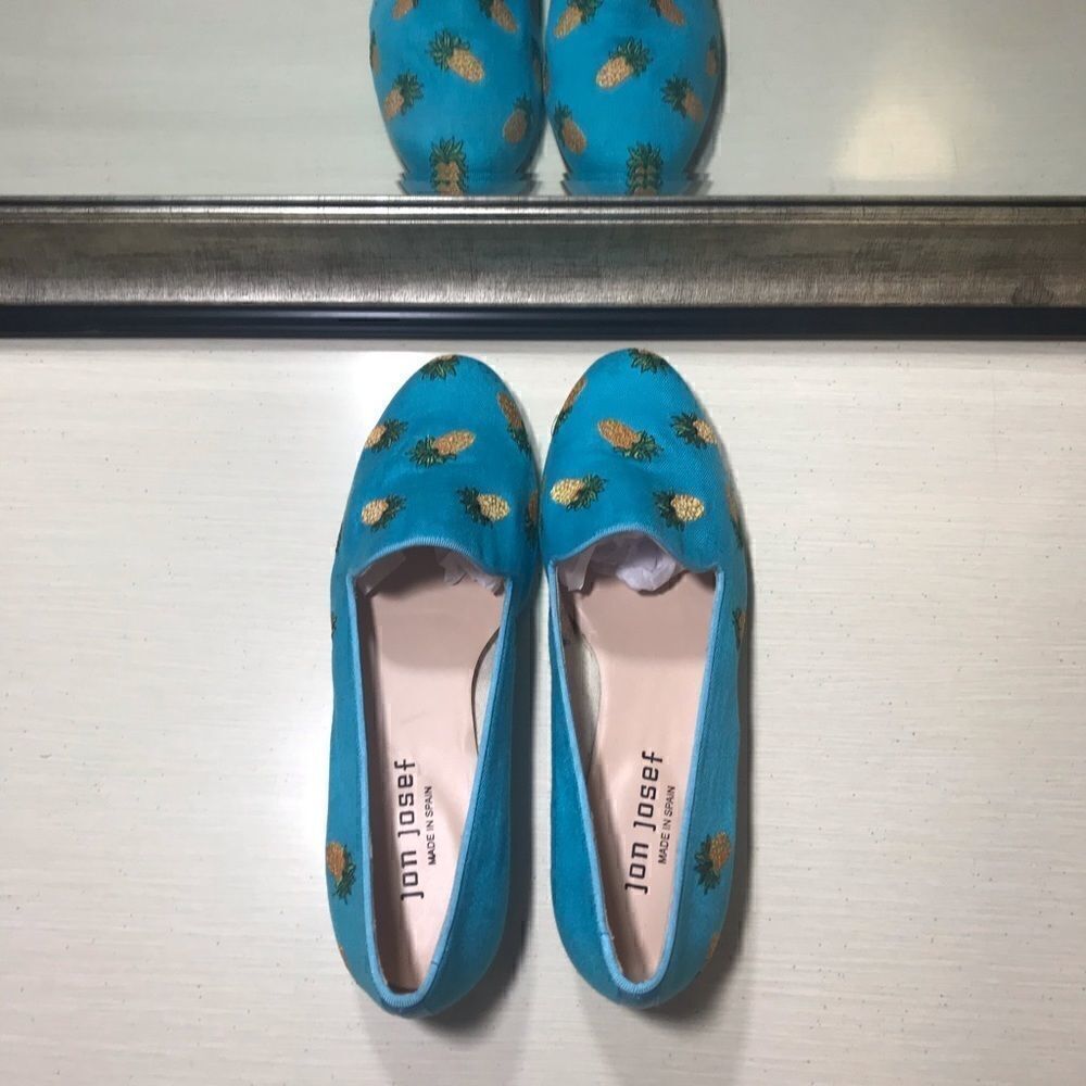 Jon Josef Pineapple Turquoise Linen Flat-5.5 - Picture 3 of 8